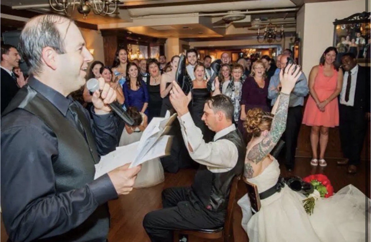 Marc hosting a wedding reception moment